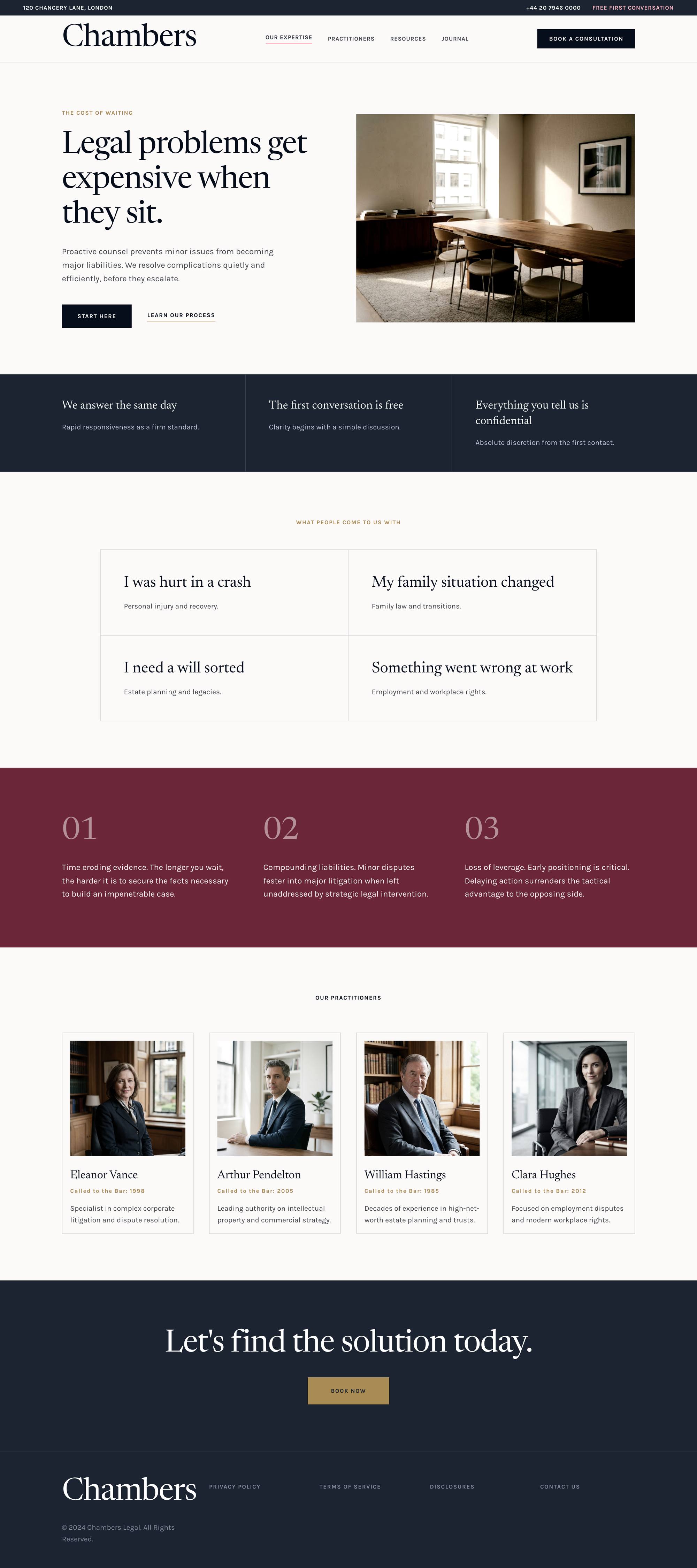 Chambers, a full homepage concept for law and professional services