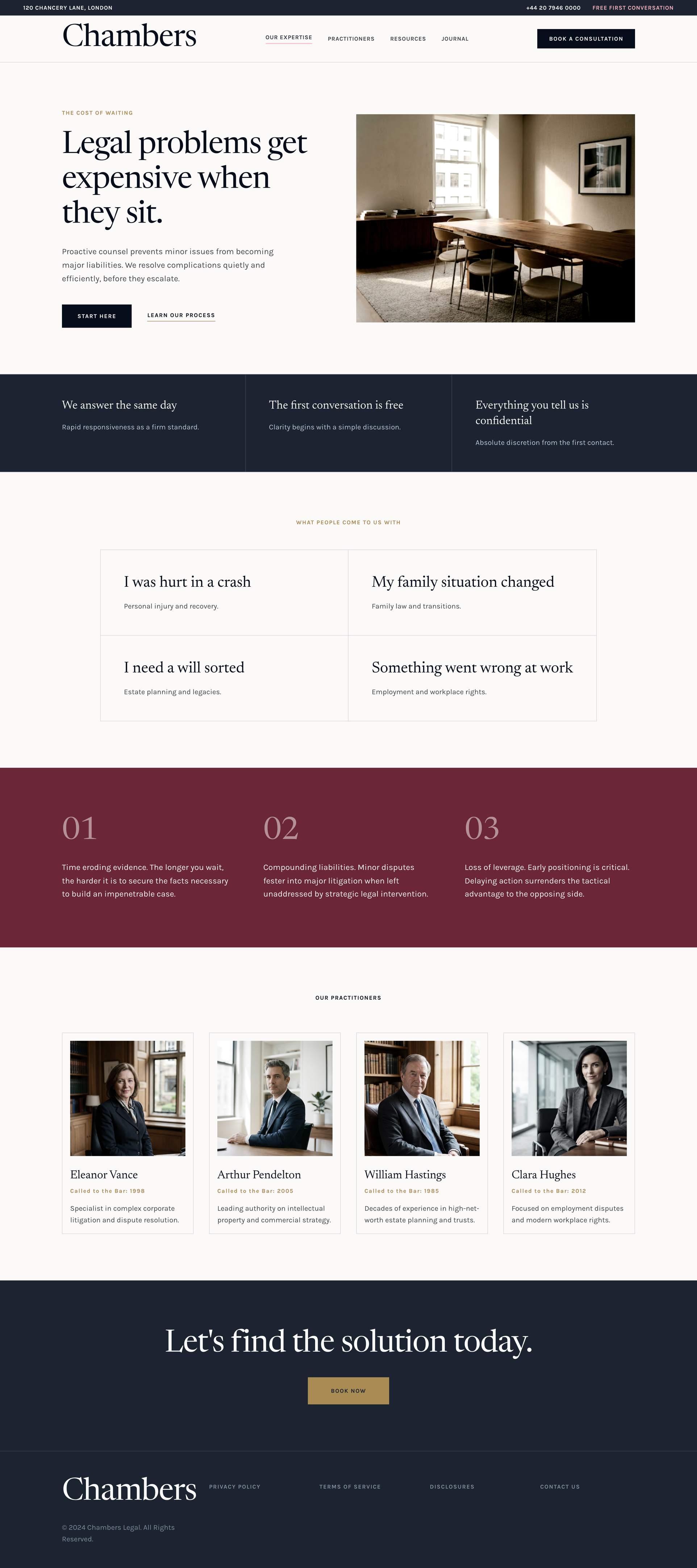 Chambers, a homepage concept for law and professional services