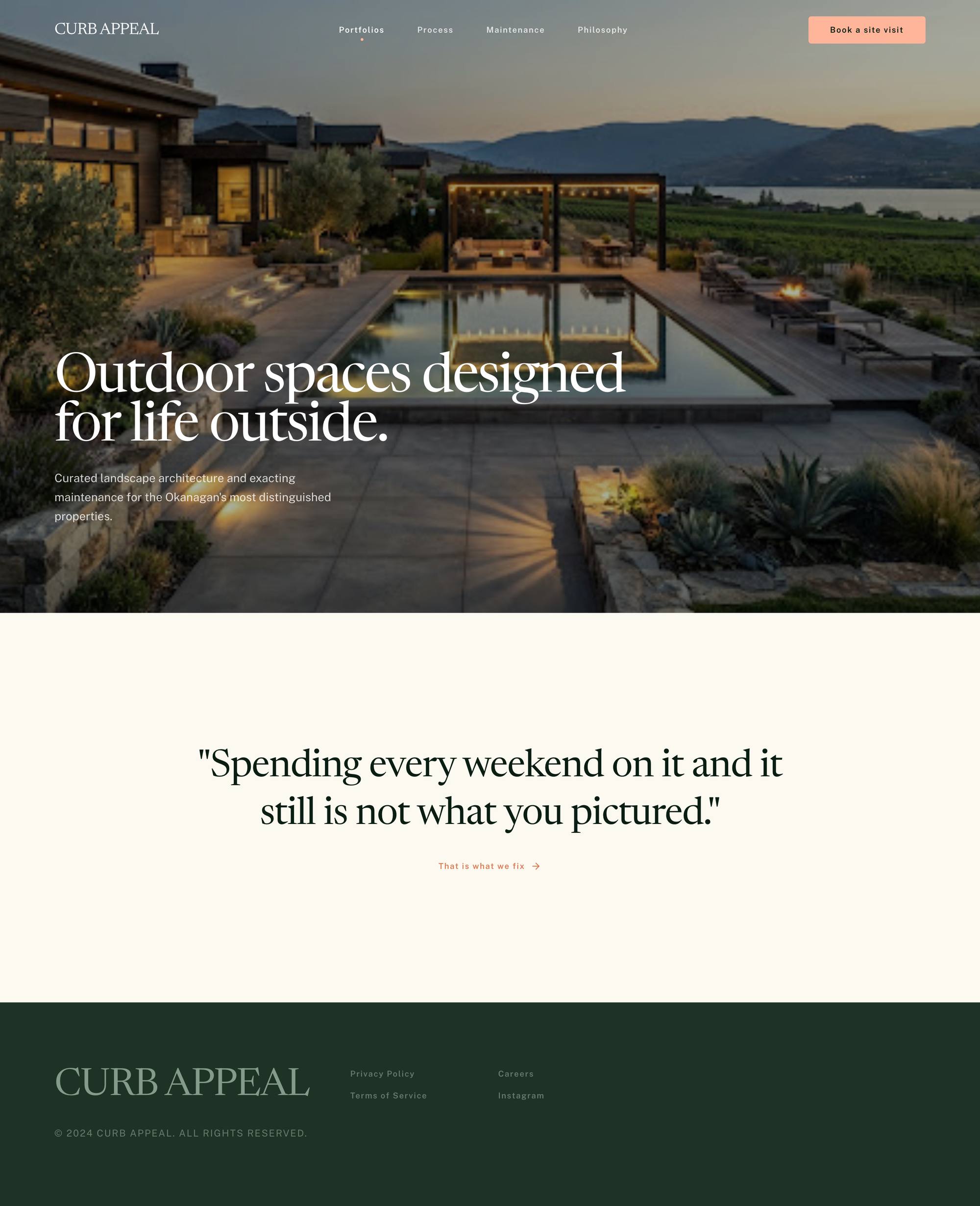 Curb Appeal, a full homepage concept for landscaping and outdoor living