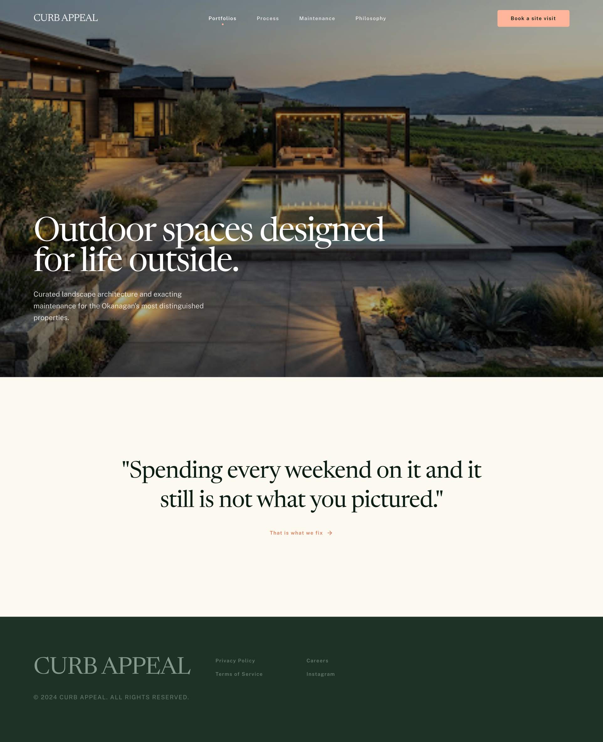 Curb Appeal, a homepage concept for landscaping and outdoor living