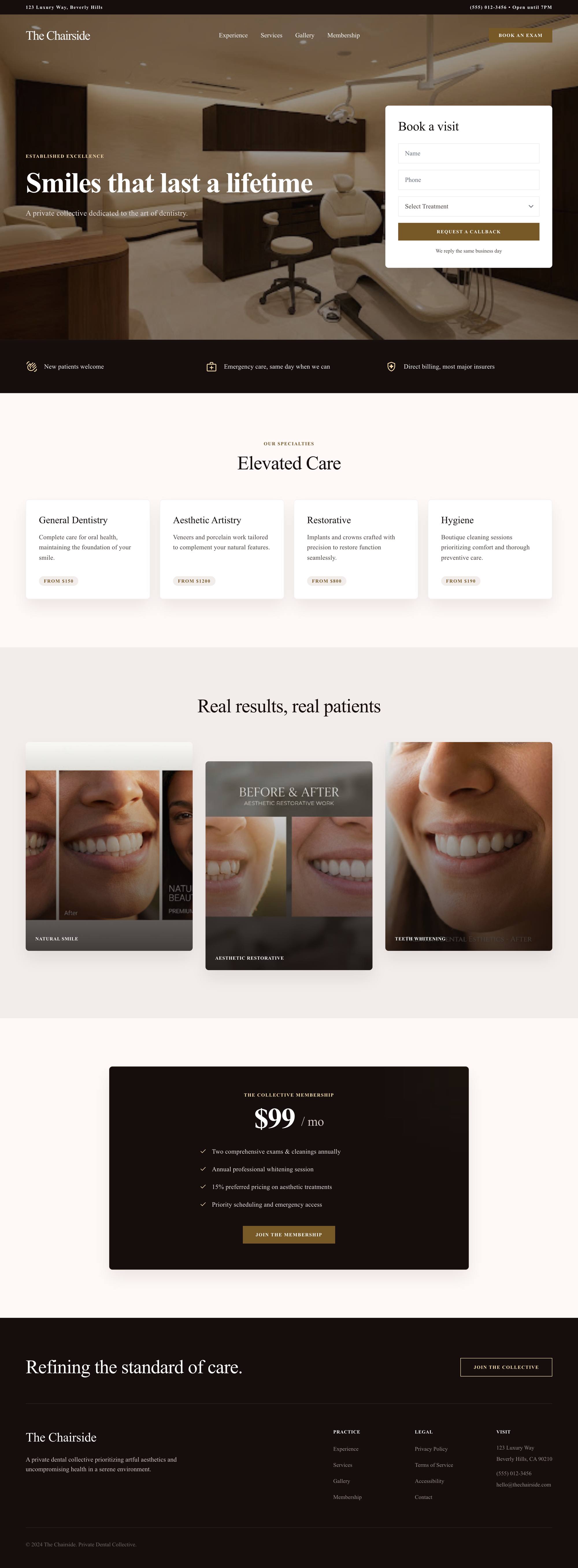 The Chairside, a full homepage concept for dental and orthodontic