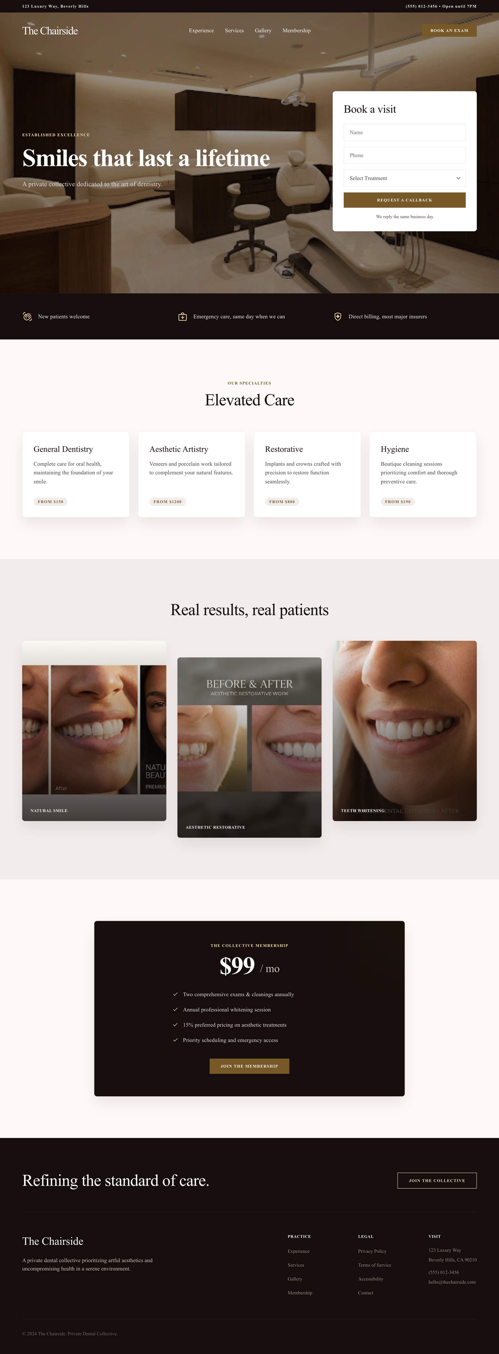 The Chairside, a homepage concept for dental and orthodontic