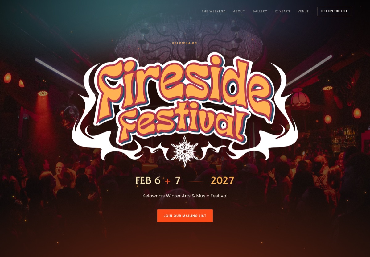 Fireside Festival website, built by YLW Web Growth